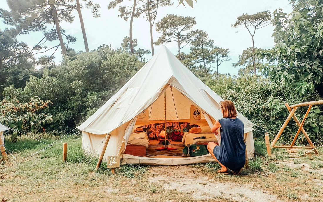 tipi tent at surf camp oyambre