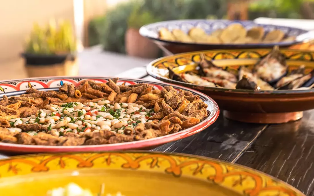 Buffet at Sea View Surfcamp Morocco