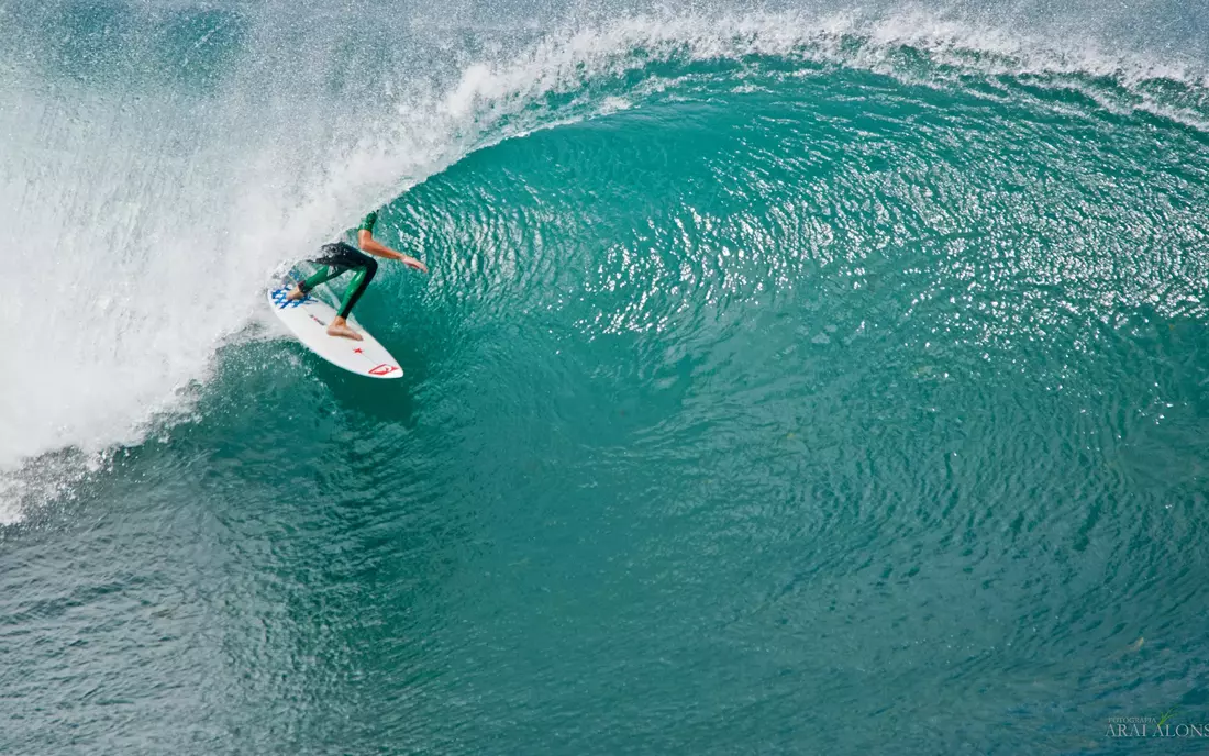 Camp manager and surf pro Alex Zirke in the barrel