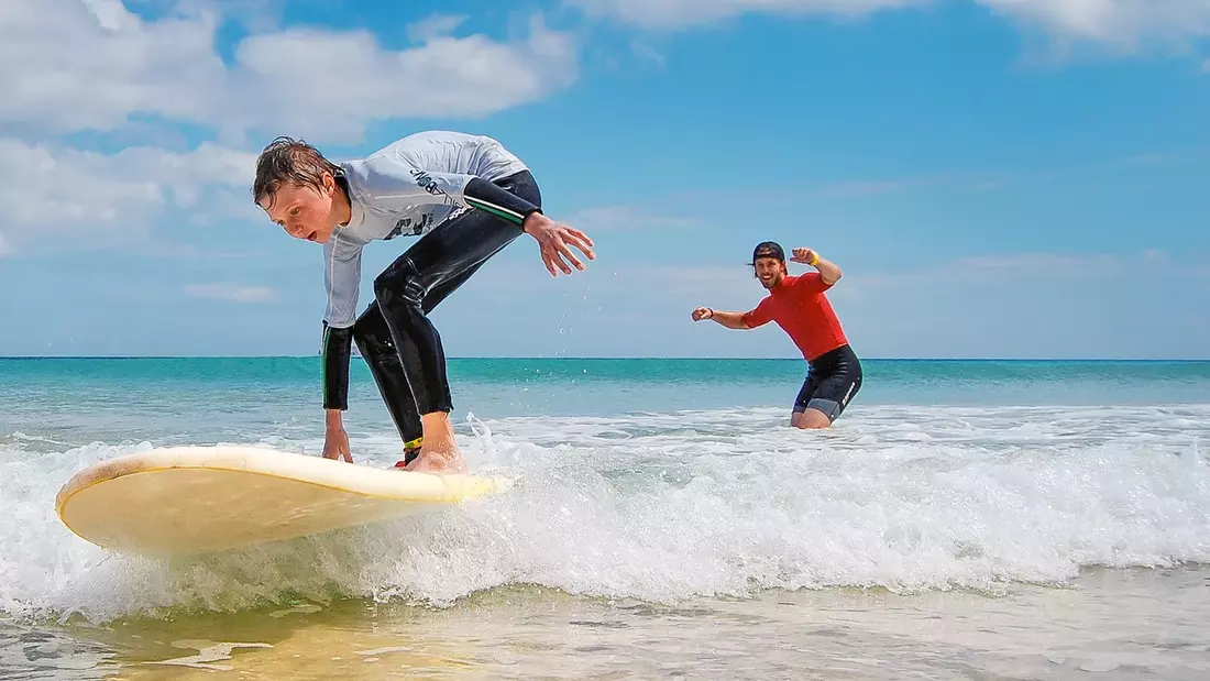 surf lesson at the beach of fuerteventura